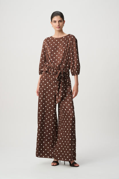 Recycled Satin Dot Print Hip Tie Top