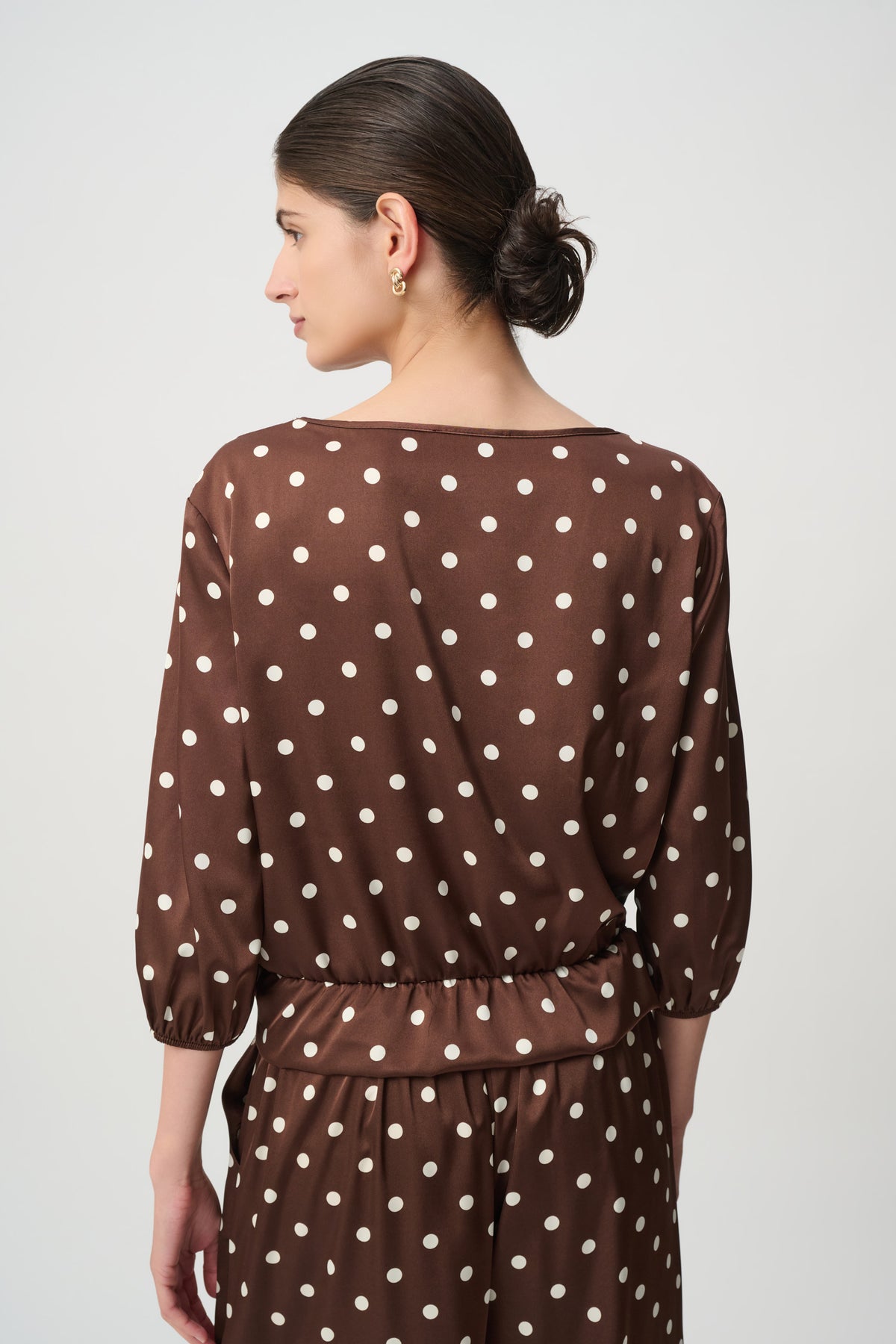 Recycled Satin Dot Print Hip Tie Top