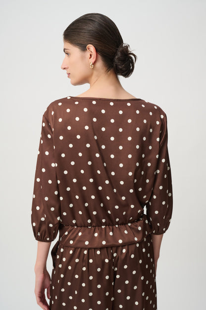Recycled Satin Dot Print Hip Tie Top