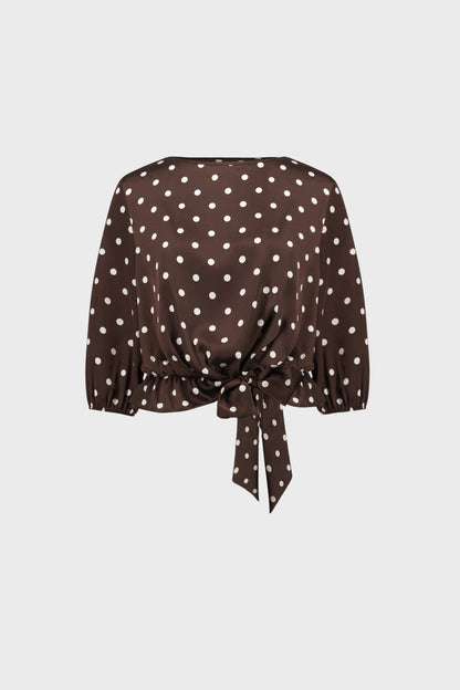 Recycled Satin Dot Print Hip Tie Top