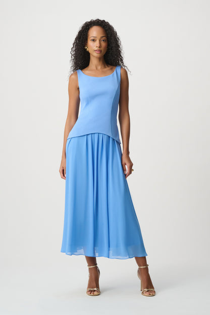 Drop Waist Chiffon Midi Dress