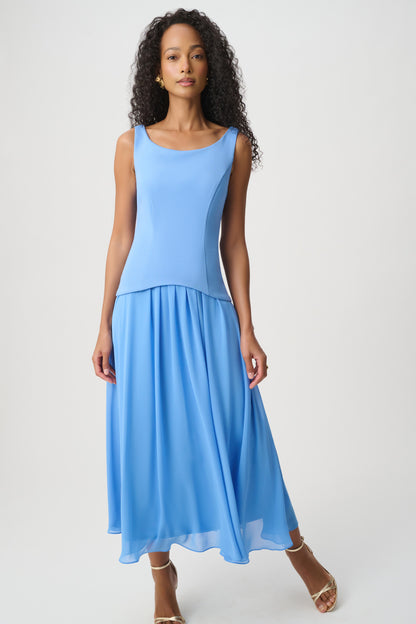 Drop Waist Chiffon Midi Dress
