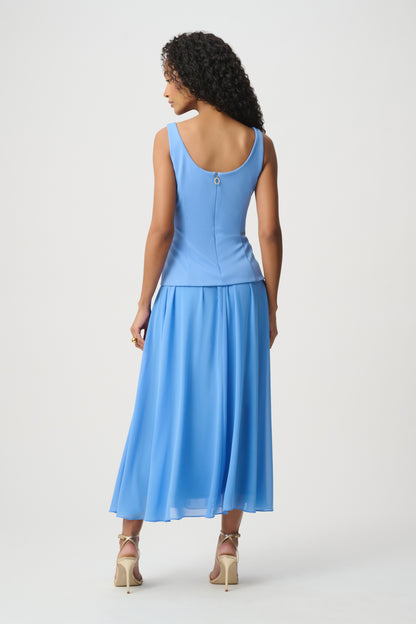 Drop Waist Chiffon Midi Dress