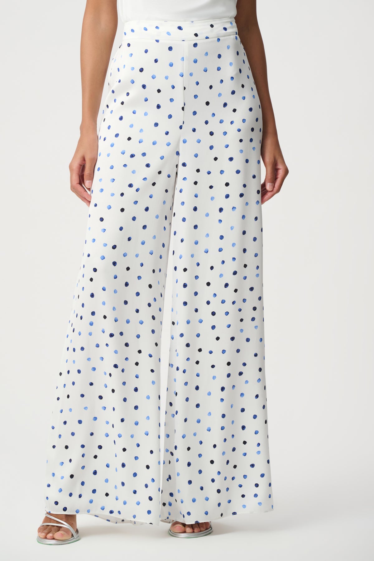 Recycled Satin Polka Dot Wide Leg Pants