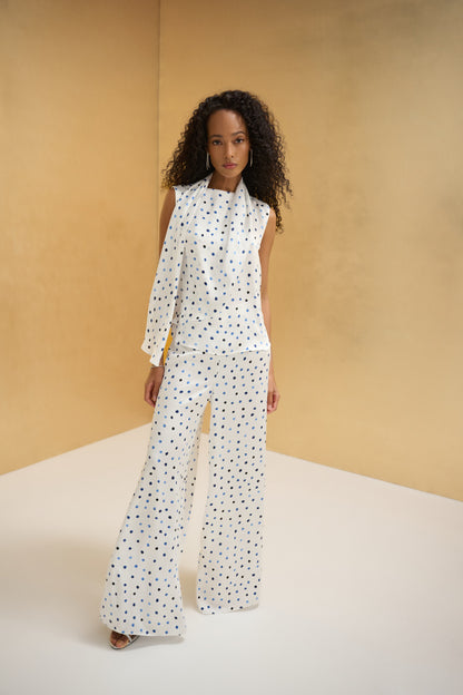 Recycled Satin Polka Dot Wide Leg Pants
