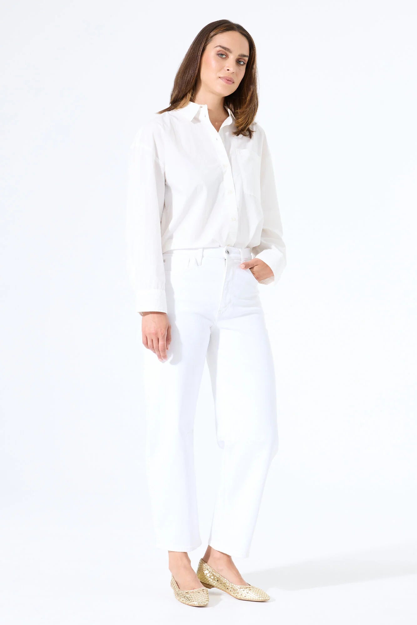 Chyla 282 Barrel Leg Jean - White