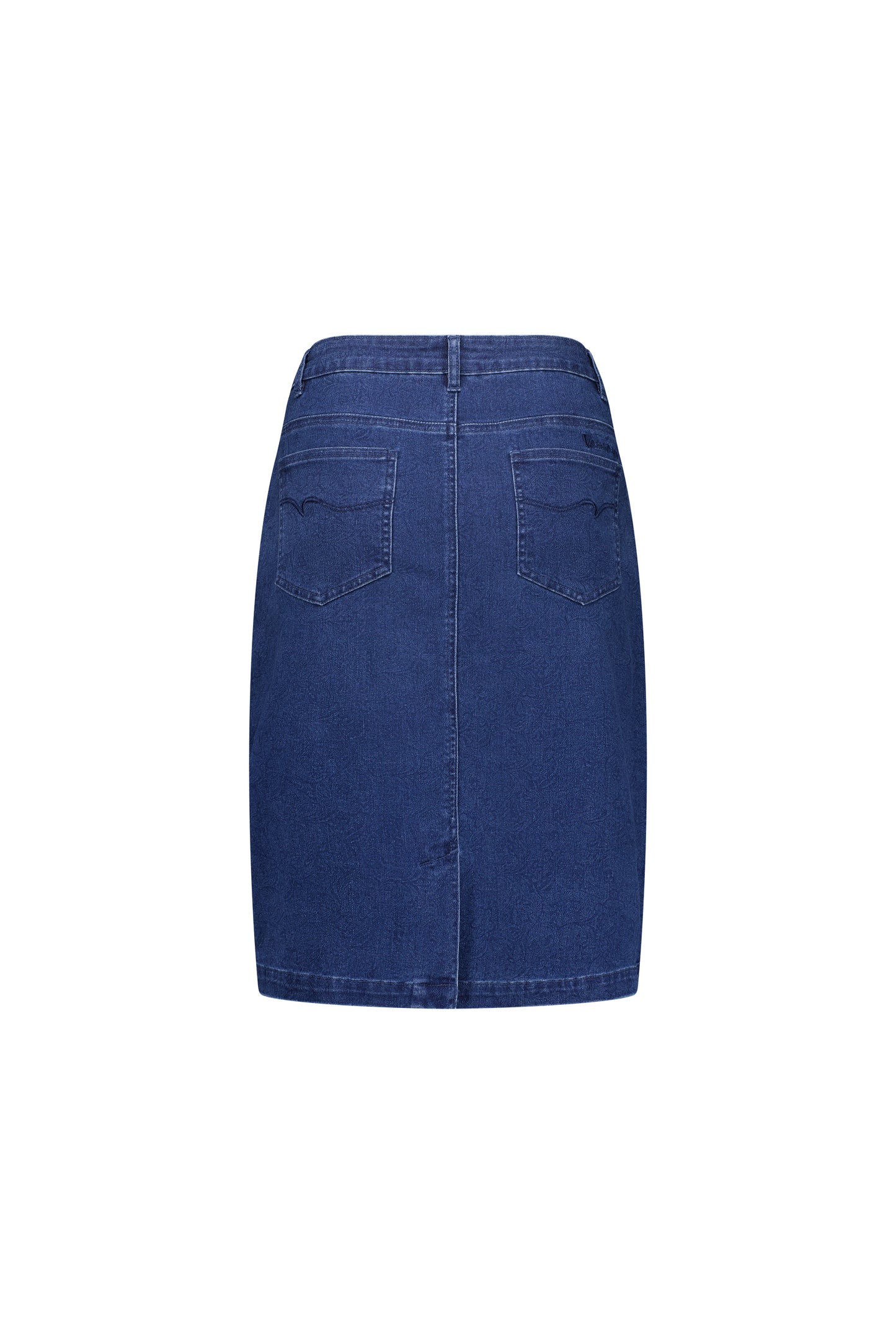 Garden Printed Denim Skirt with Back Vent