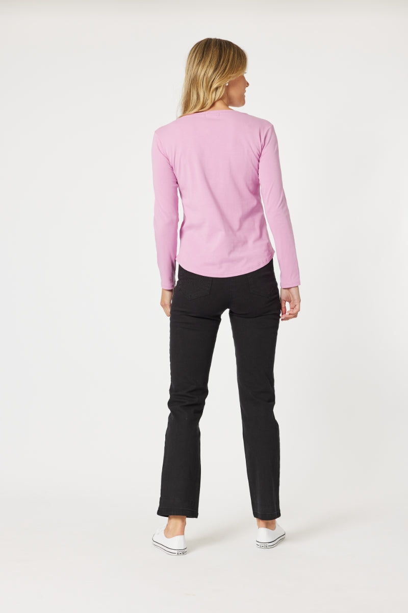 Crew Neck Long Sleeve Orchid Top