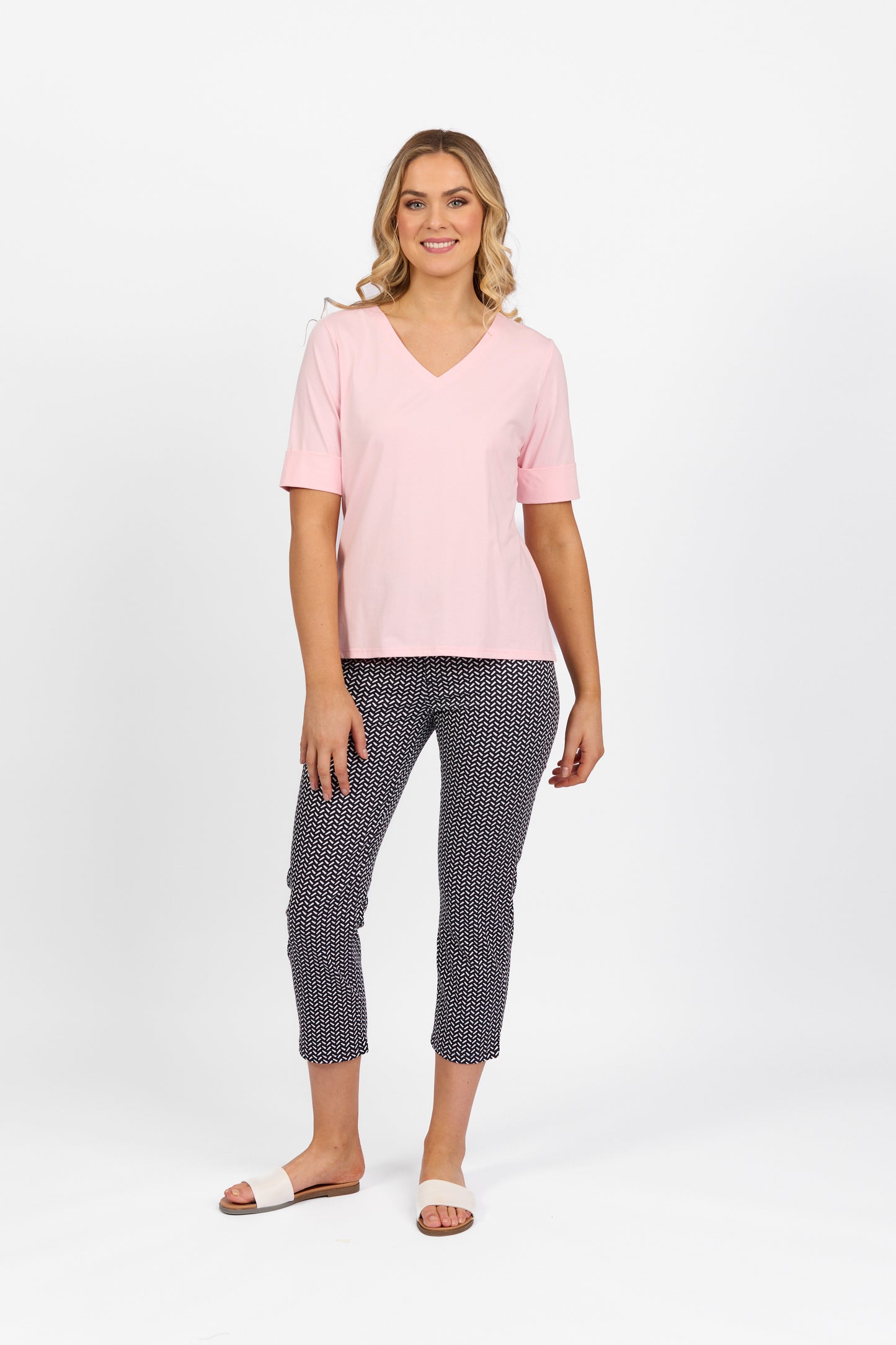 Light Pink V Neck Top