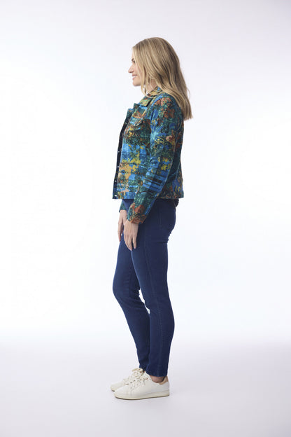 Batik Floral Biker Jacket