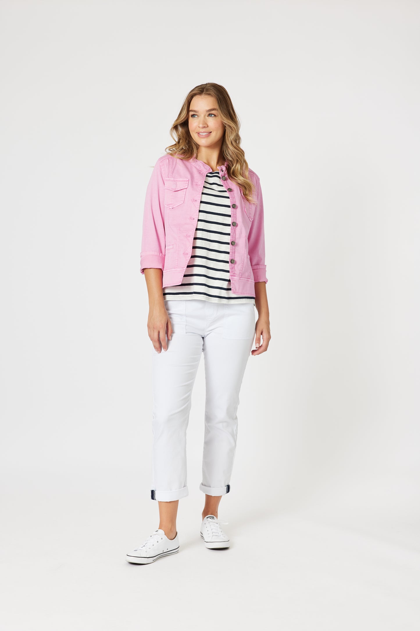 Maggie Denim Jacket - Flamingo