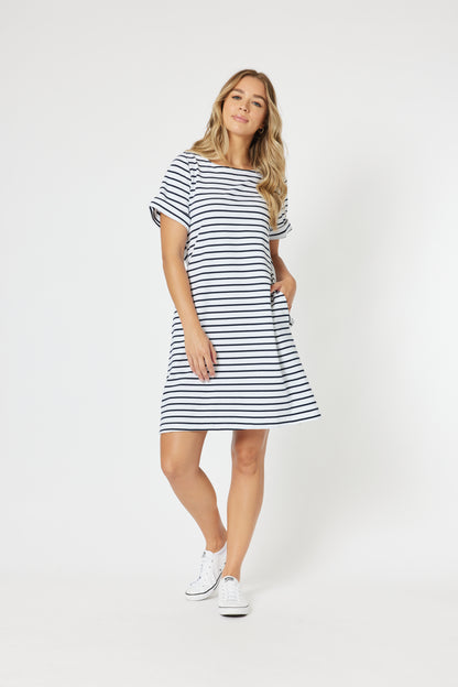 Standout Stripe Dress - Navy/White