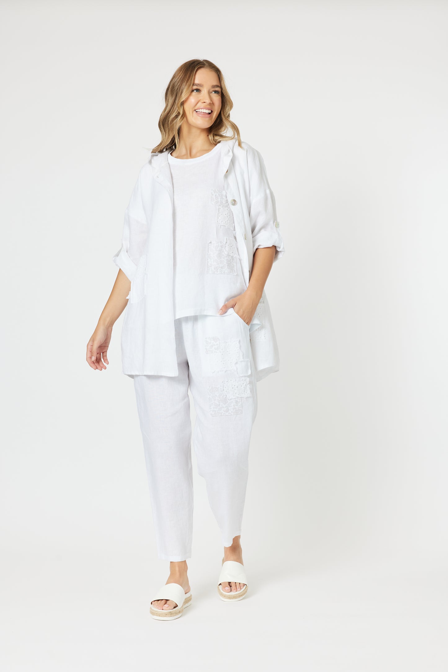 Hooded Linen Jacket - White