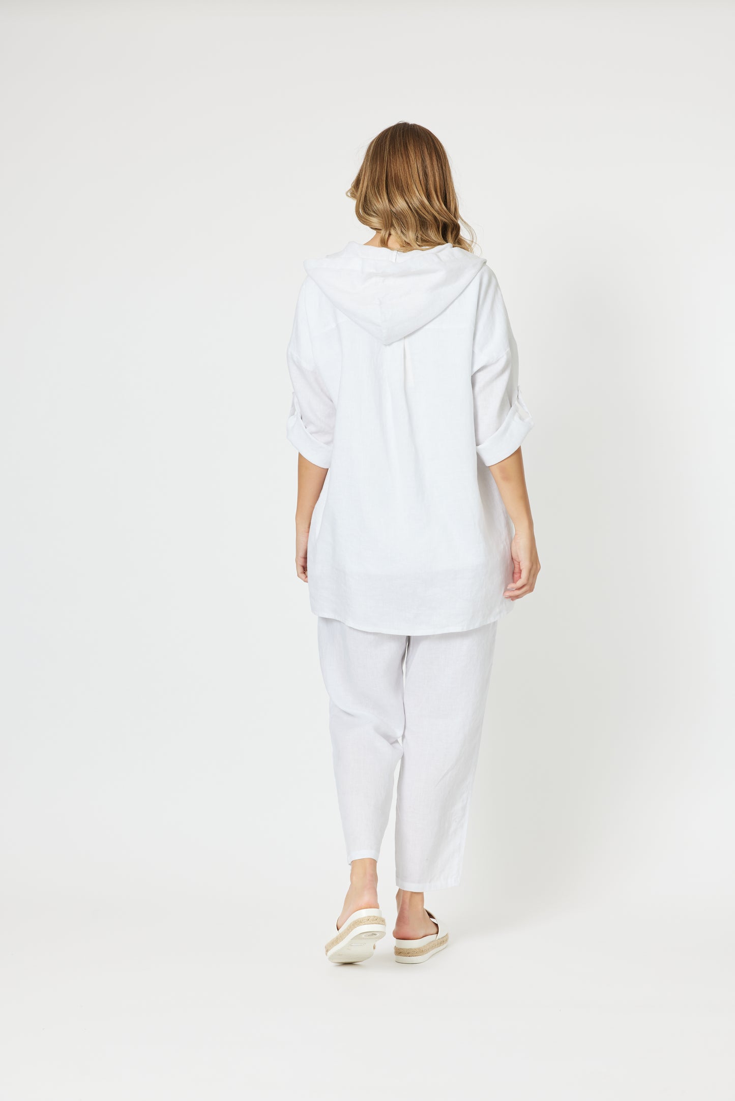 Hooded Linen Jacket - White