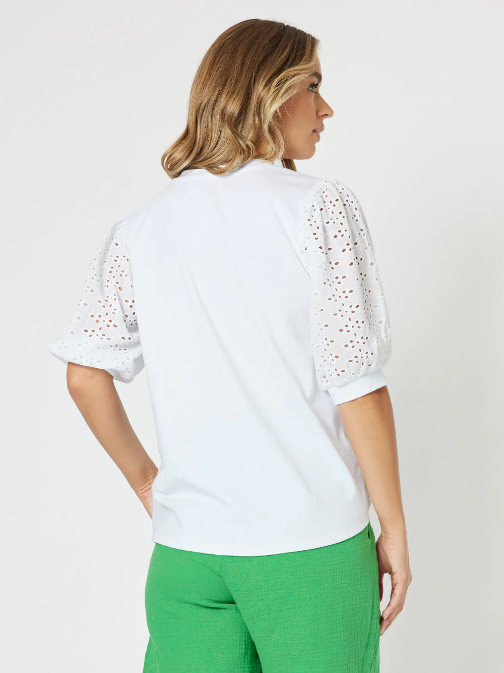 Kyla Lace Sleeve - Shirt - White