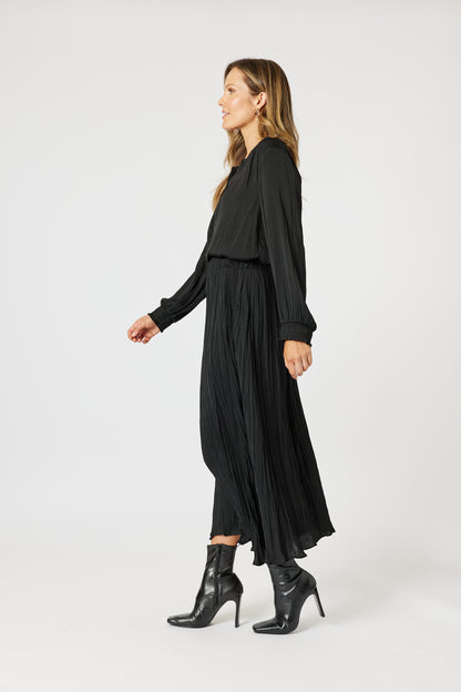 Black Luxe Crushed Skirt