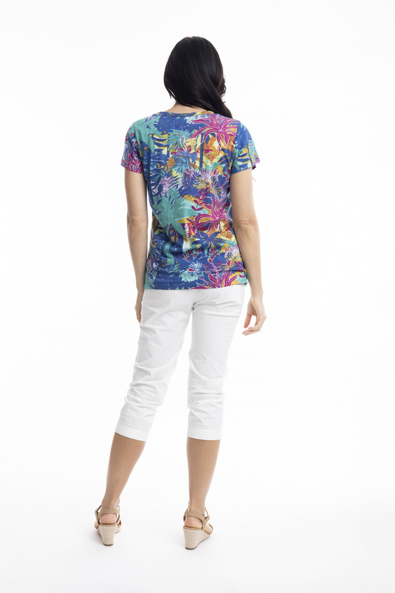 Tropical Batiq V Neck T-Shirt