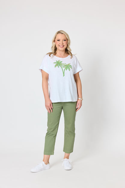 Oasis Palm Sequin T-shirt - White