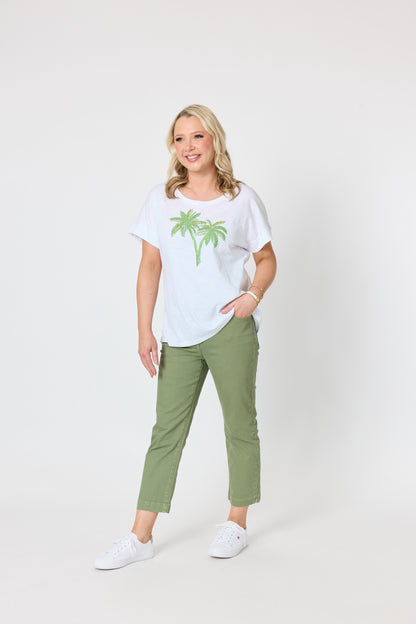 Oasis Palm Sequin T-shirt - White