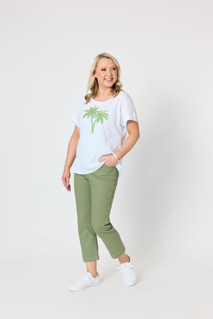 Oasis Palm Sequin T-shirt - White
