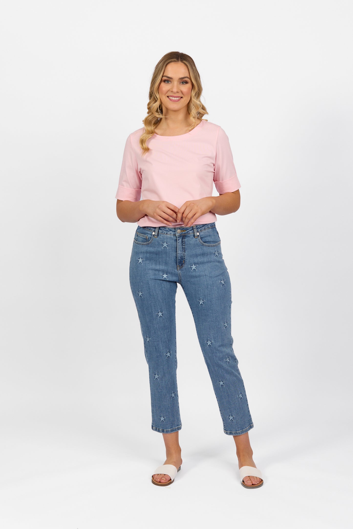 Light Wash Slim Leg Ankle Grazer Jean