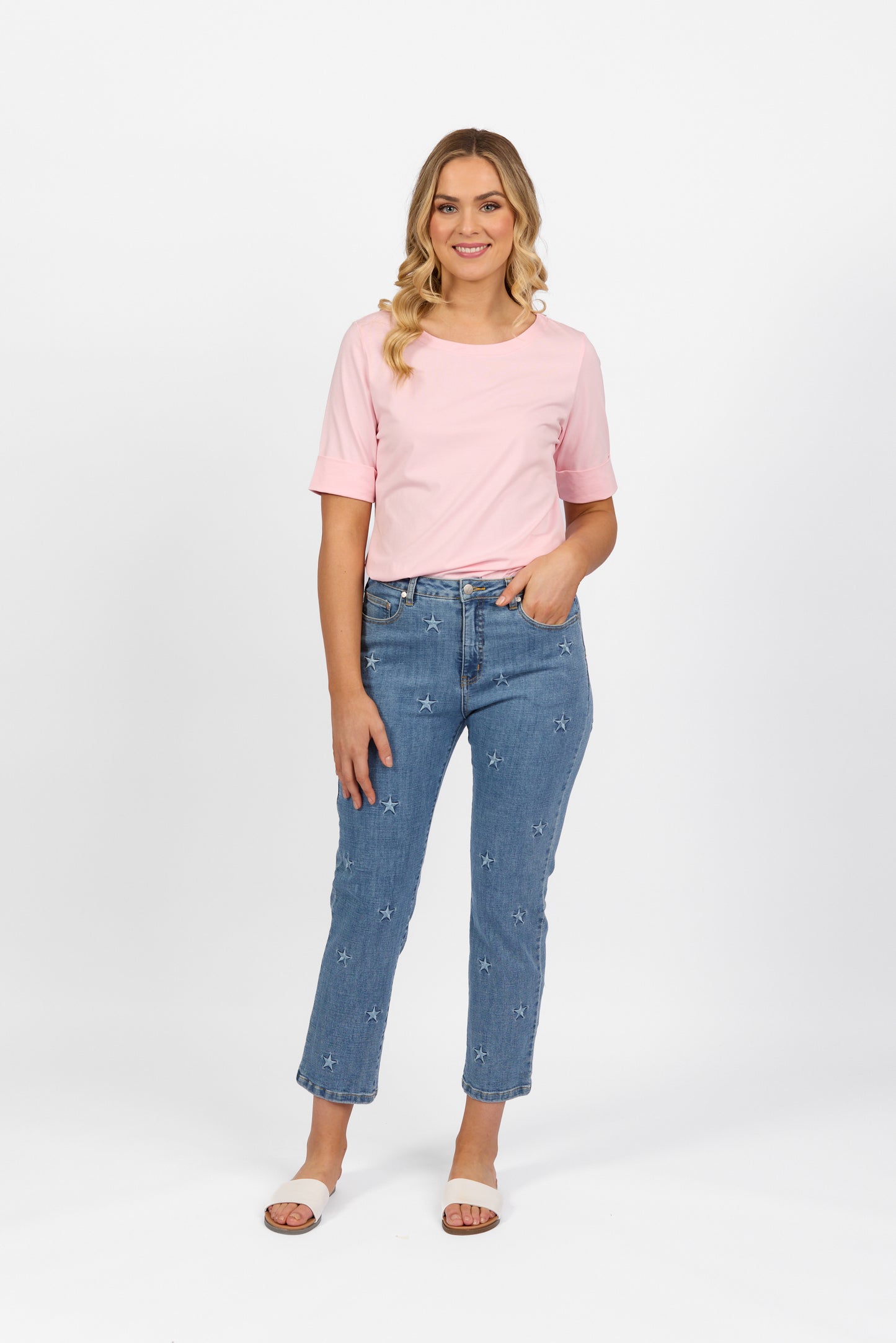 Light Wash Slim Leg Ankle Grazer Jean