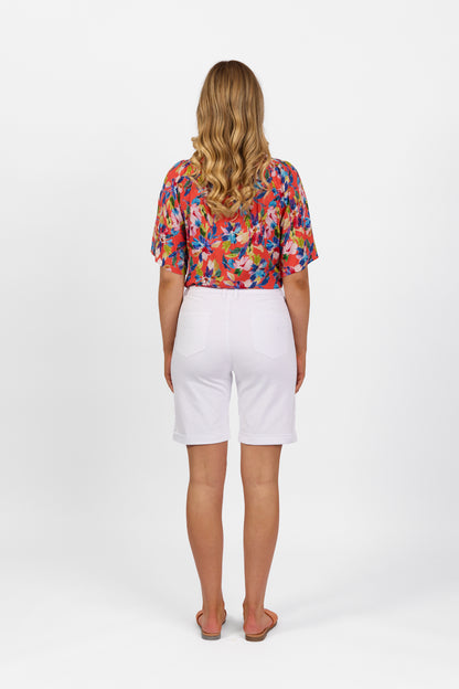 White Denim Slim Leg Above Knee Short