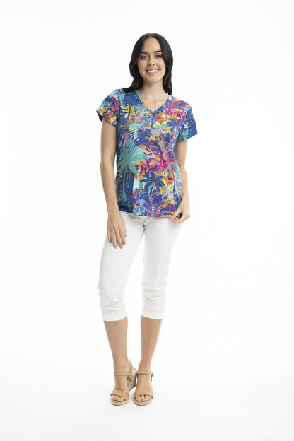 Tropical Batiq V Neck T-Shirt