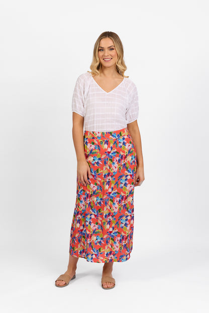 Rio Pull On Long Skirt with Elastic Back Waistband