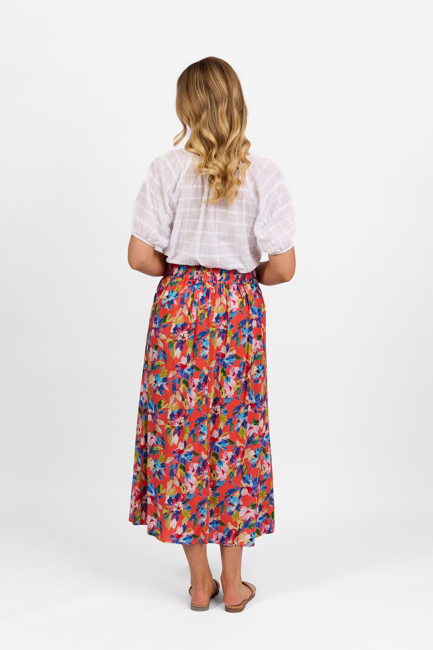 Rio Pull On Long Skirt with Elastic Back Waistband