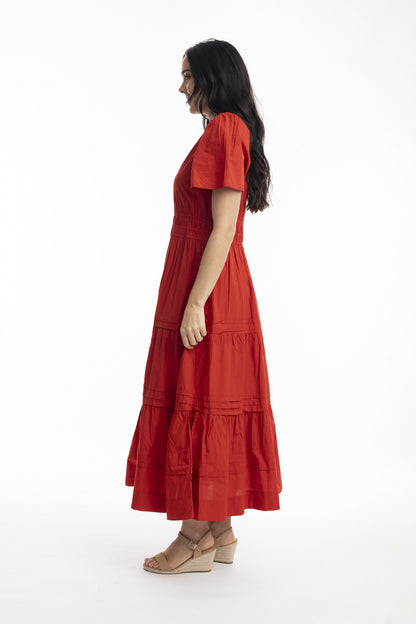 Essentials Poplin Maxi Dress with Ruched Waist