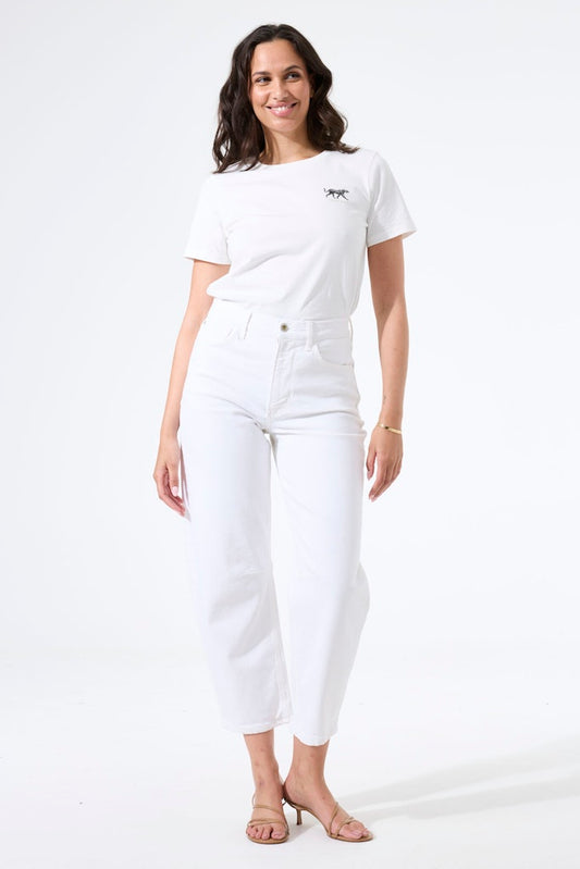 Chyla 282 Barrel Leg Jean - White