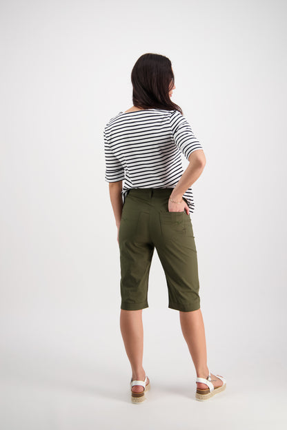 Khaki Poplin Straight Leg Short