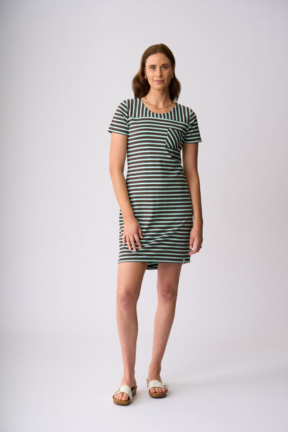Milford Dress - Chocolate & Seabreeze Stripe