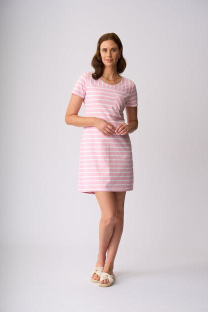Milford Dress - Rose & White Stripe