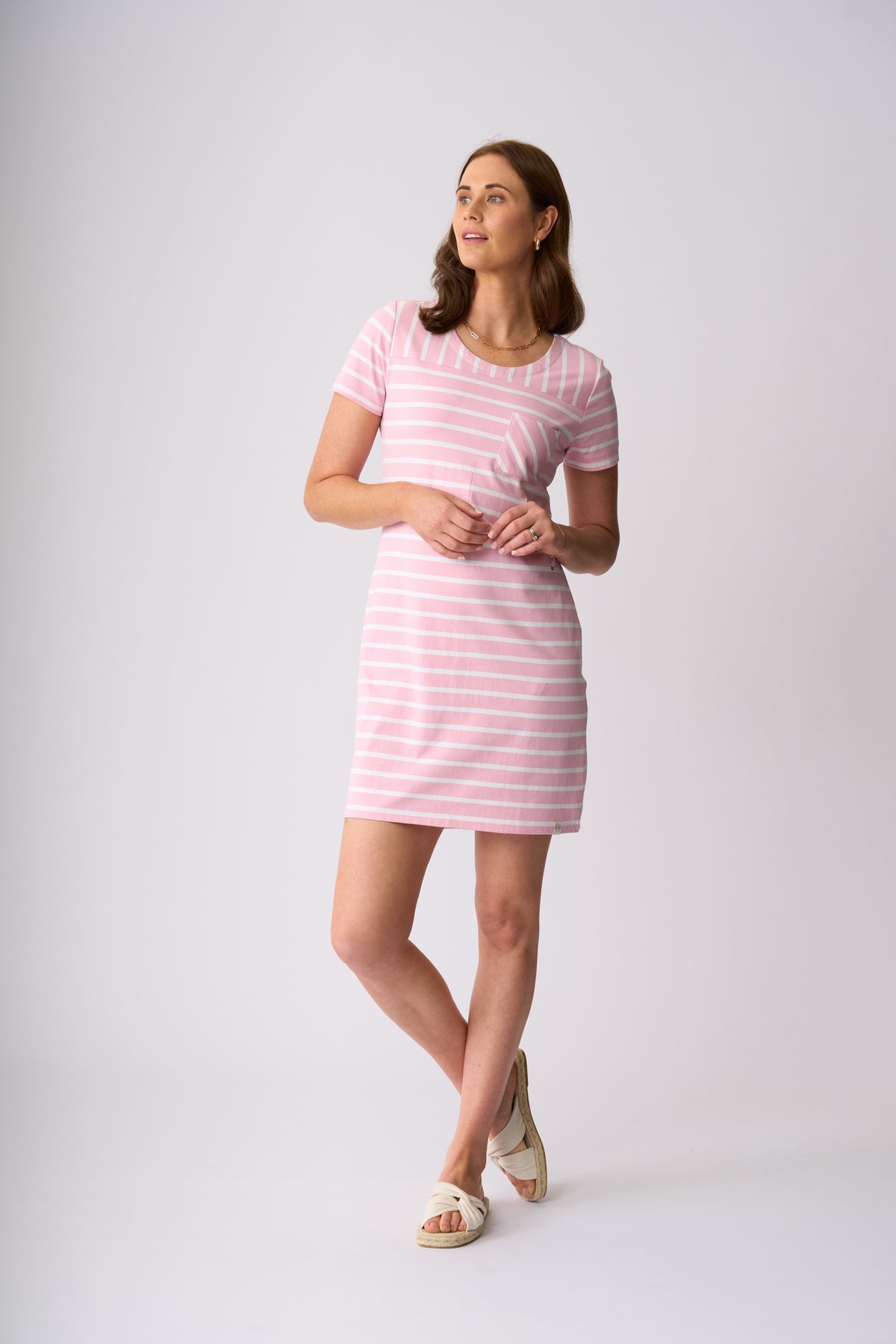 Milford Dress - Rose & White Stripe