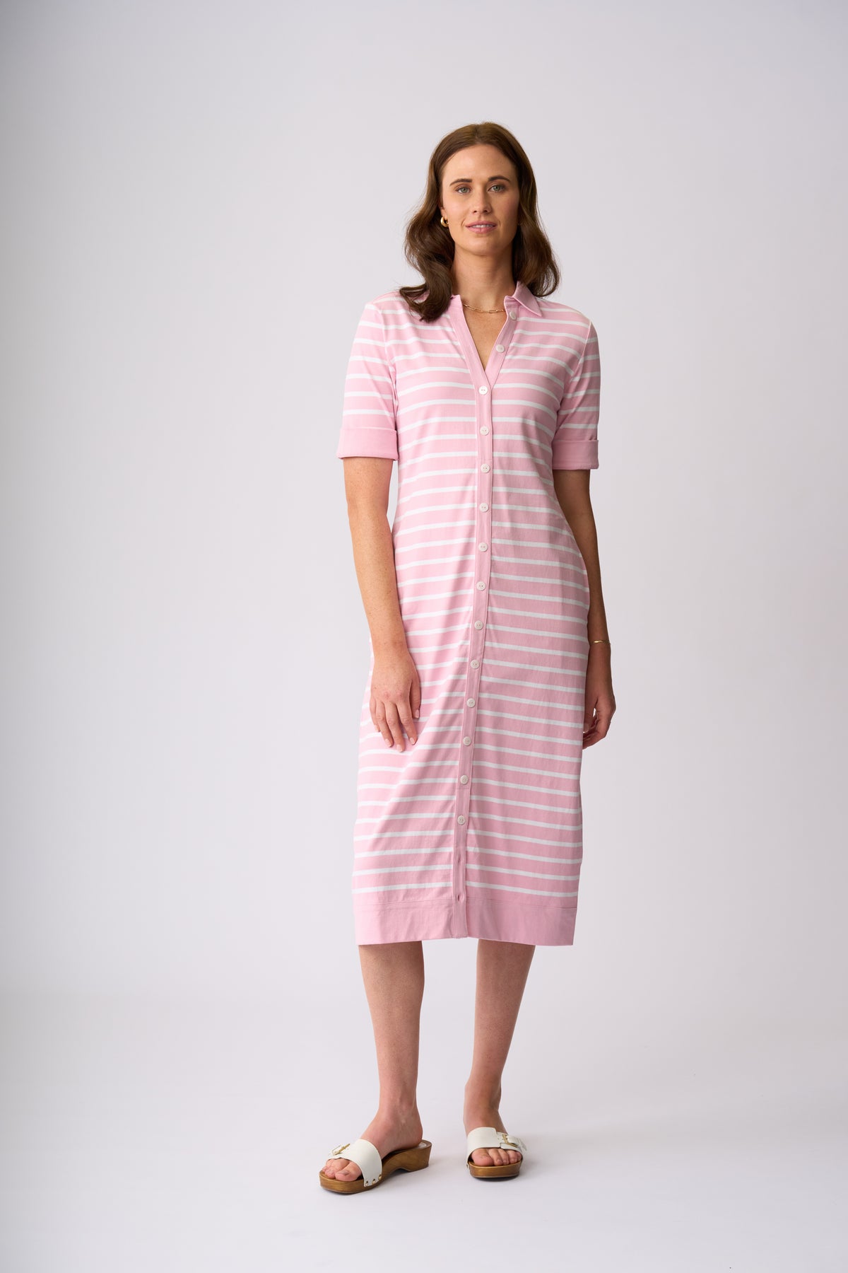 Roxburgh Dress - Rose & White Stripe