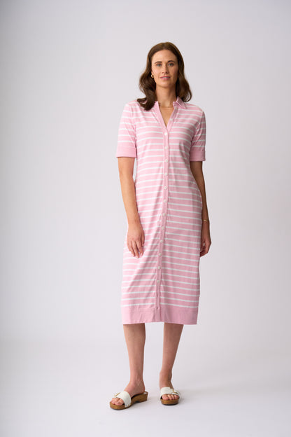 Roxburgh Dress - Rose & White Stripe