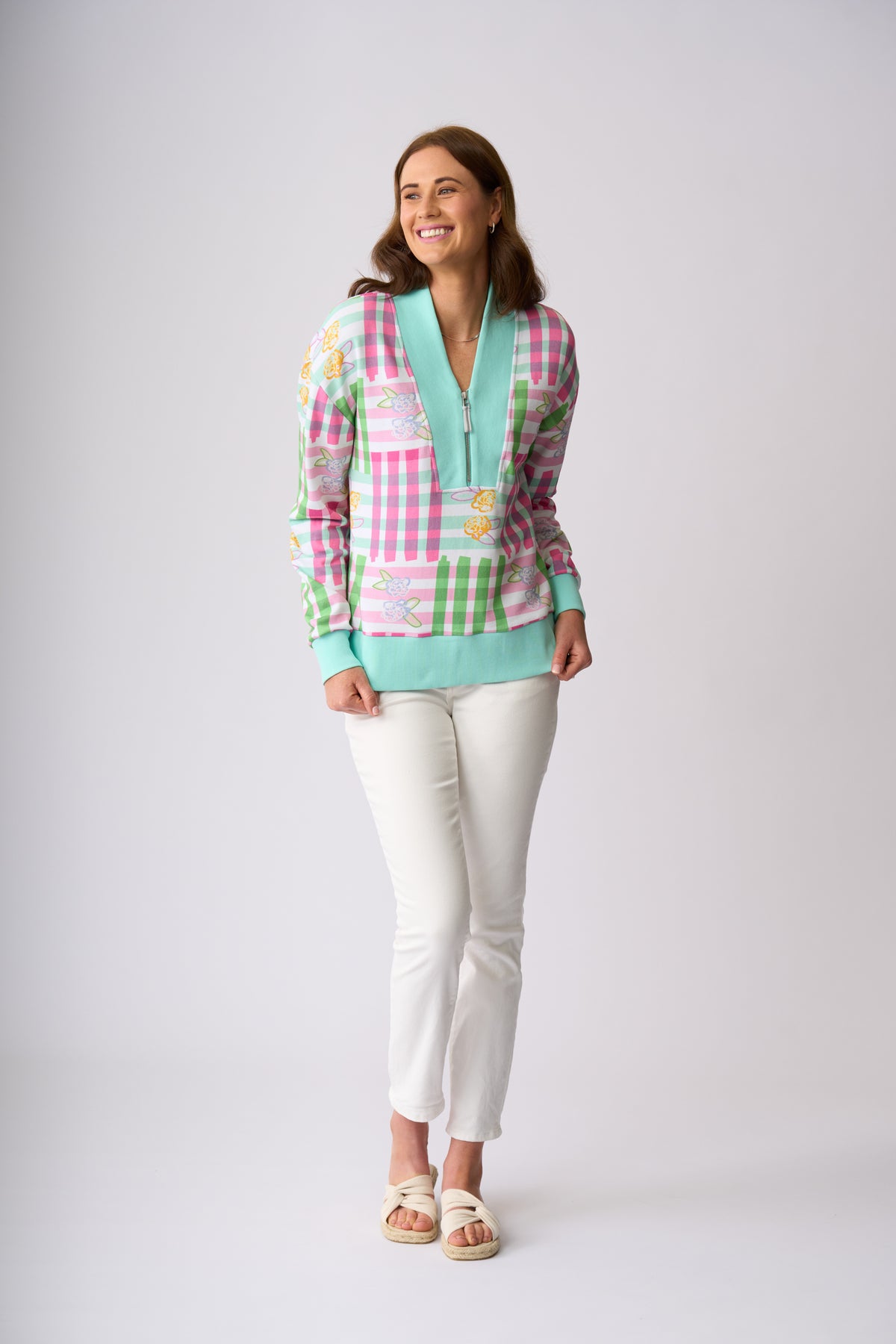 Flaxton 1/2 Zip Sweat - Coralina