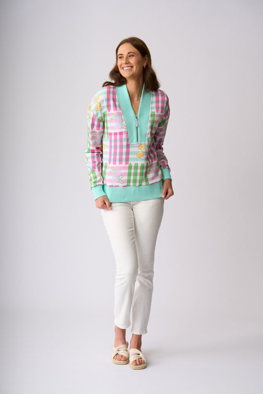 Flaxton 1/2 Zip Sweat - Coralina