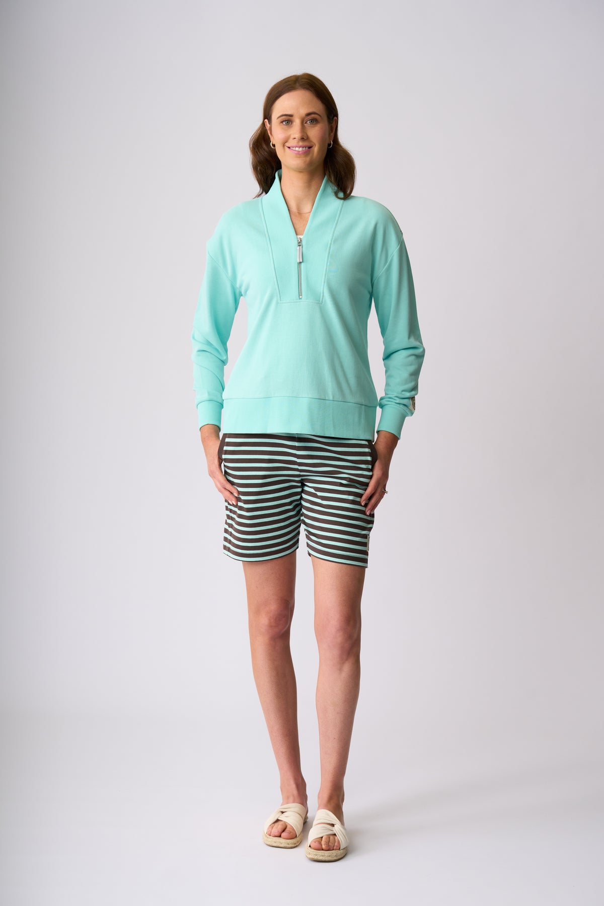 Flaxton 1/2 Zip Sweat - Seabreeze