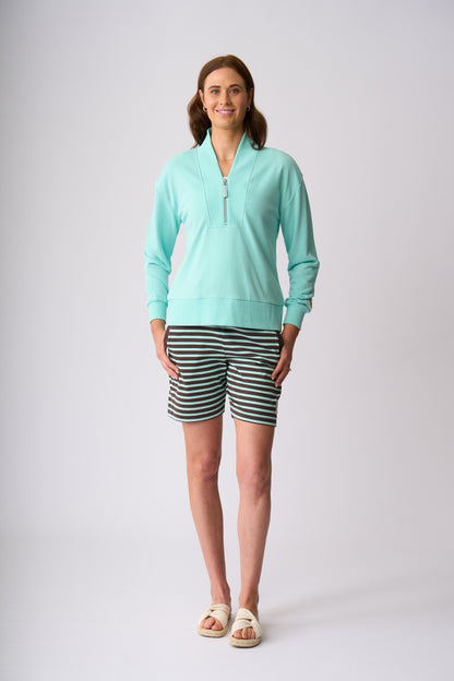 Flaxton 1/2 Zip Sweat - Seabreeze