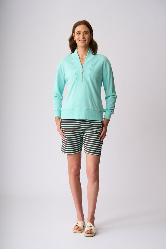 Flaxton 1/2 Zip Sweat - Seabreeze