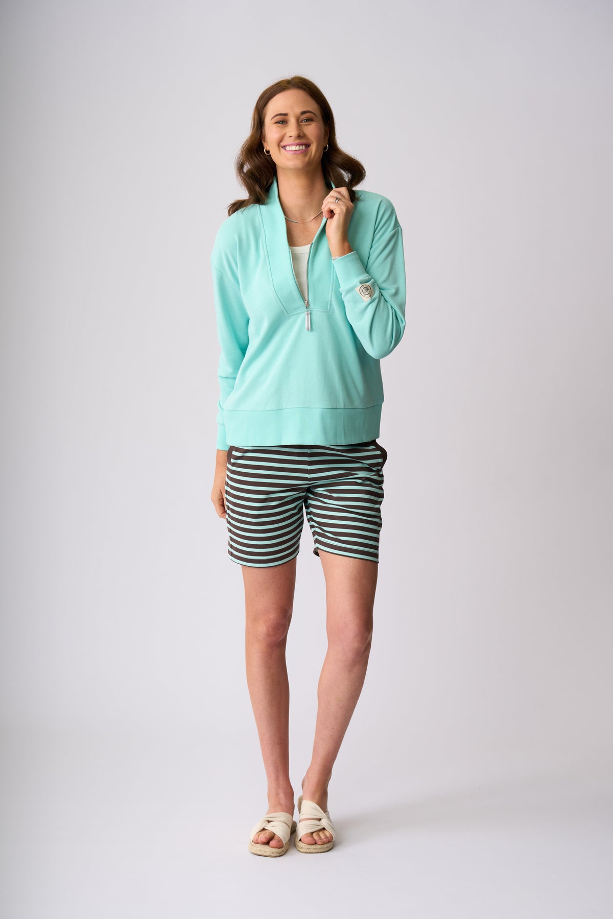 Flaxton 1/2 Zip Sweat - Seabreeze
