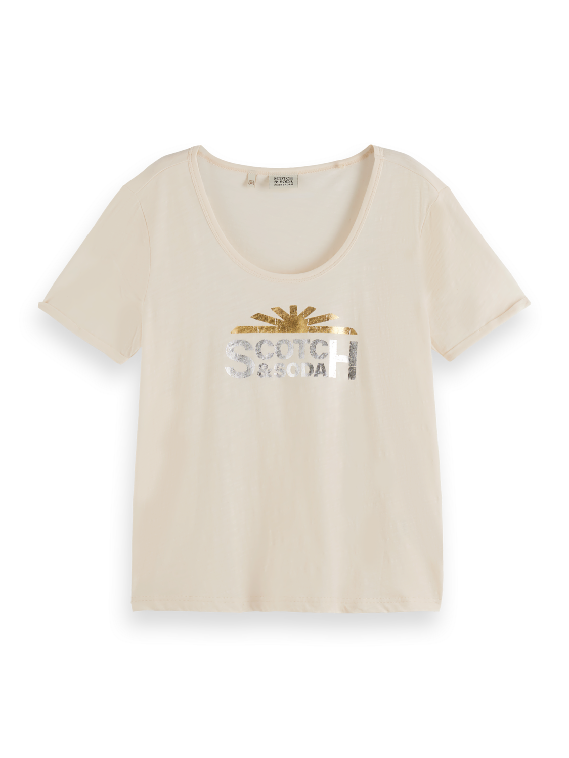 U-Neck Slub Foil Artwork T-Shirt