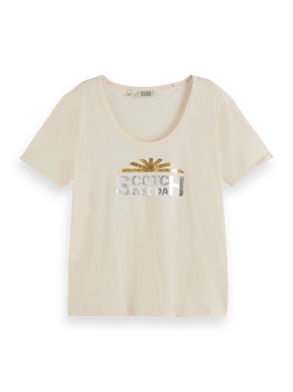 U-Neck Slub Foil Artwork T-Shirt