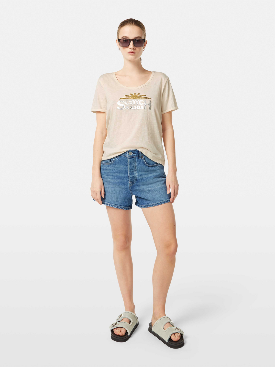 U-Neck Slub Foil Artwork T-Shirt