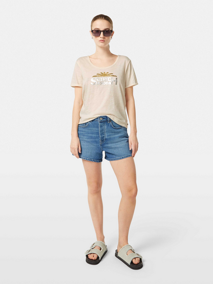 U-Neck Slub Foil Artwork T-Shirt