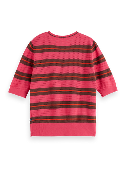 Pointelle Relaxed Short Sleeve Pullover