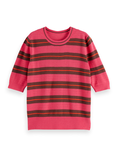 Pointelle Relaxed Short Sleeve Pullover
